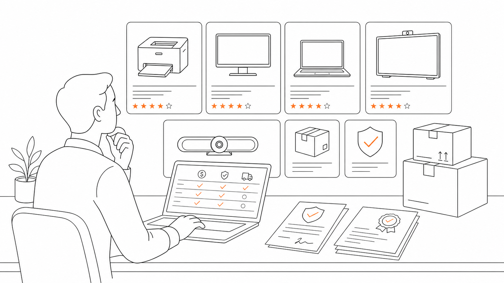Close CRM review editorial illustration of a sales team managing calls emails SMS pipeline stages and AI follow-up prompts